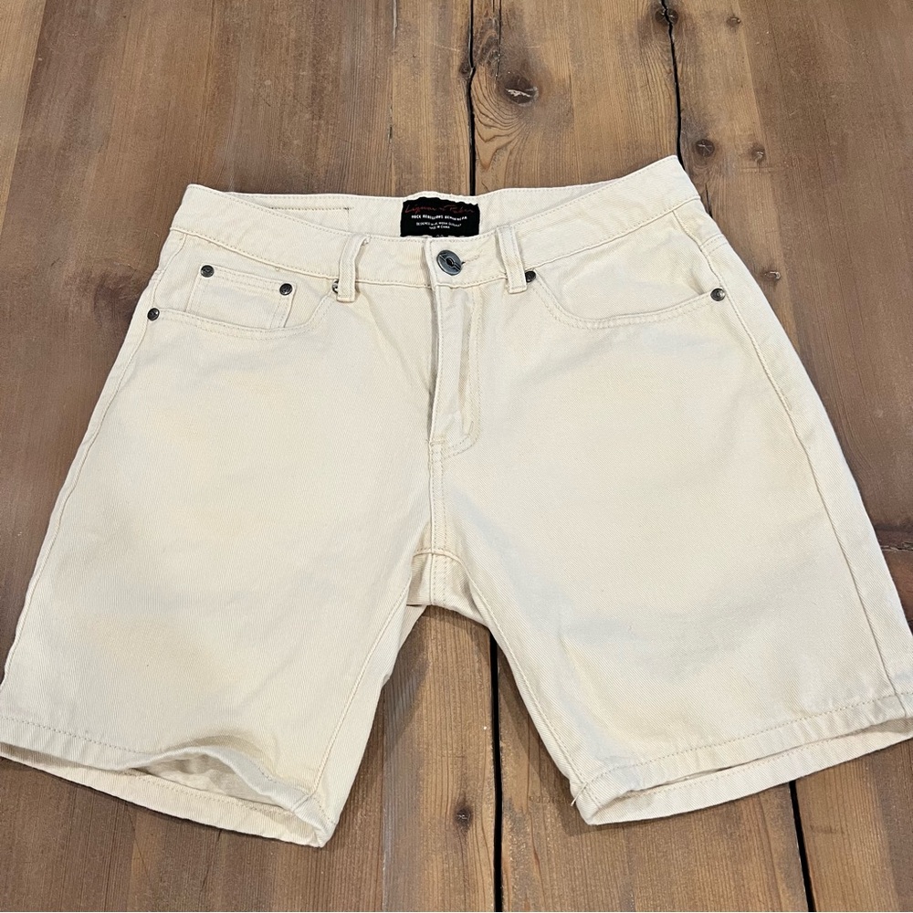 Liquor N Poker Shorts Fae Mid Rise Off White Denim Shorts